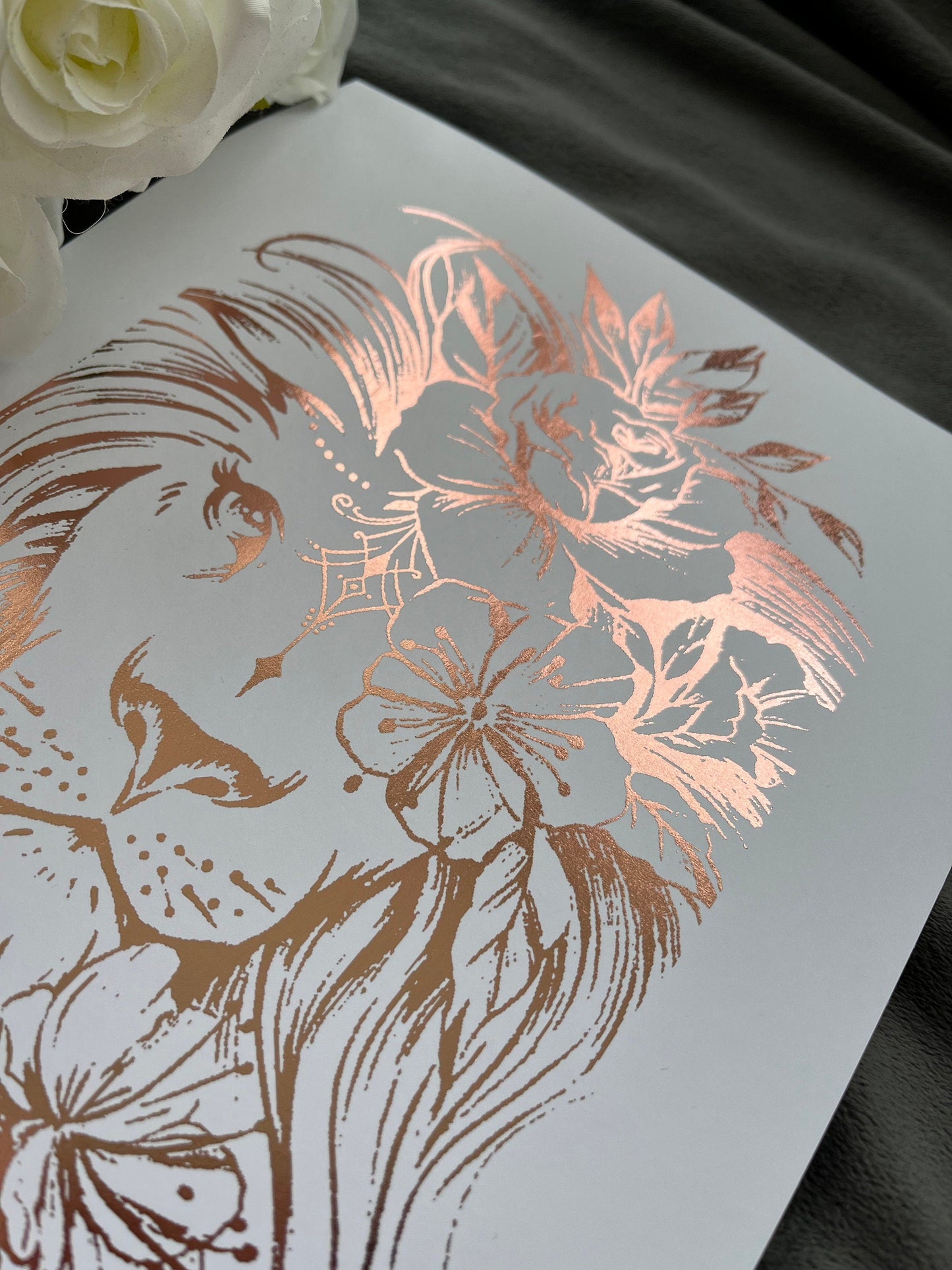 Lion Foil Print White/Rose Gold Billies Inks ScentiMelti Wax Melts