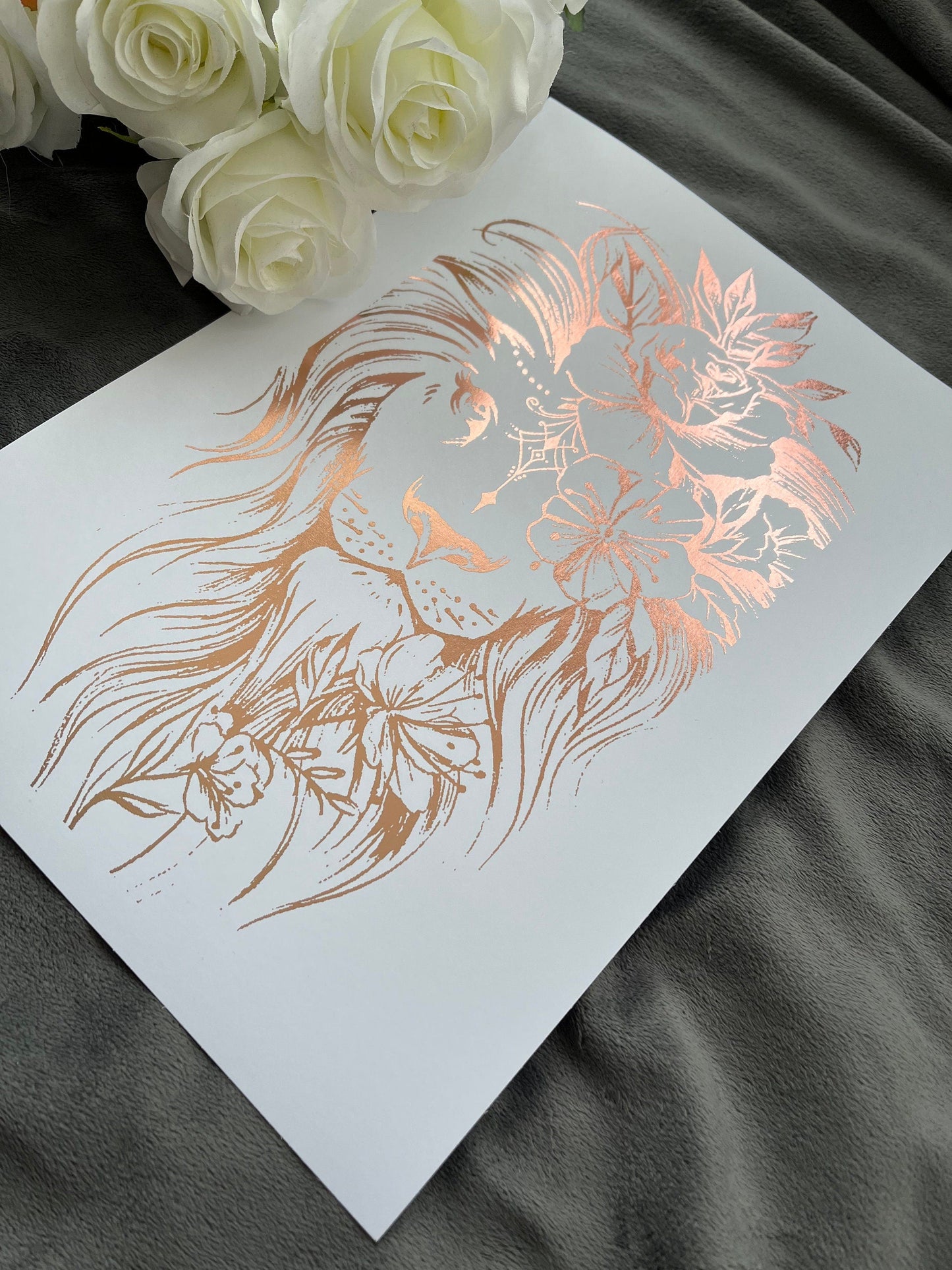 Lion Foil Print White/Rose Gold Billies Inks ScentiMelti Wax Melts