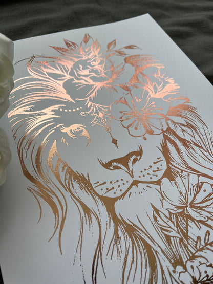 Lion Foil Print White/Rose Gold Billies Inks ScentiMelti Wax Melts