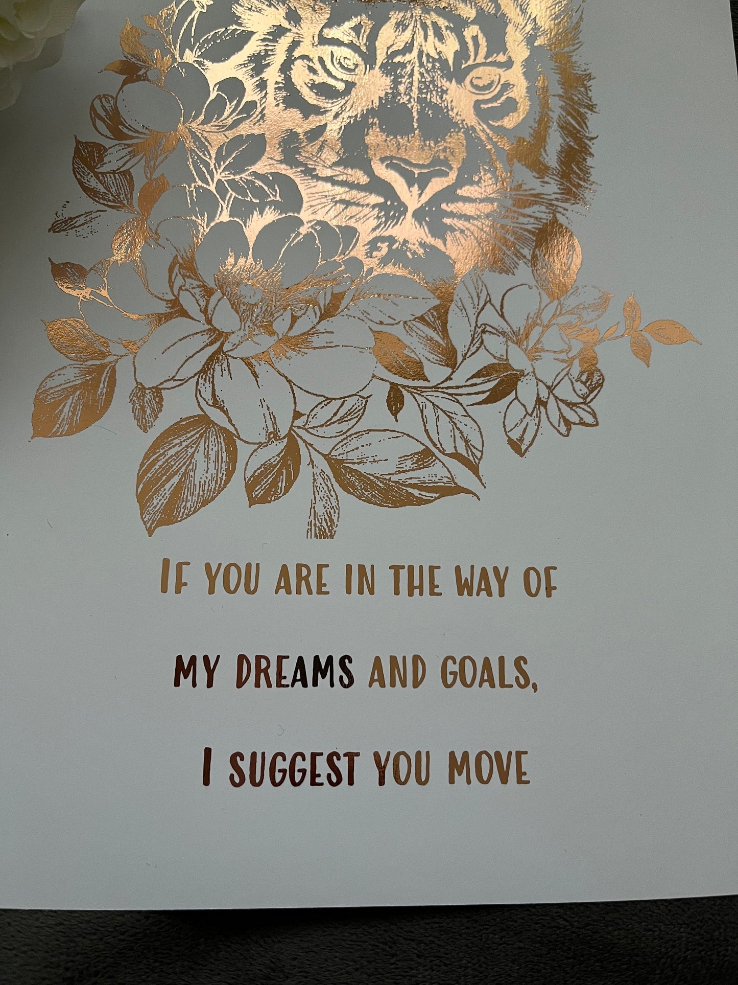 Tiger Quote Foil Print White/Rose Gold Billies Inks ScentiMelti Wax Melts