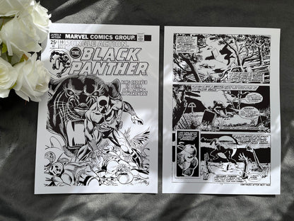 Set of 2 Black Panther Comic Cover & Comic Strip Foil Print Billies Inks ScentiMelti Wax Melts