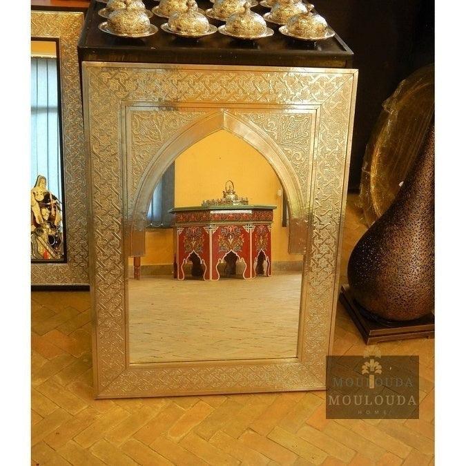 Beautiful Handmade Moroccan Mirror, Wood and Brass 60 cm/40 cm Moulouda Home ScentiMelti Wax Melts