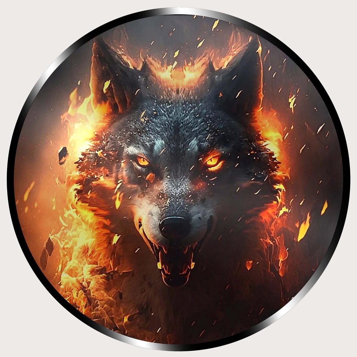 Illuminated Wall Art - Angry Fire Wolf - ScentiMelti Home Fragrance, Beauty & Gifts UK