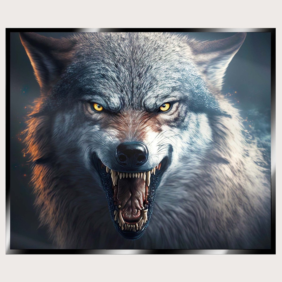 Illuminated Wall Art - Angry Wolf - ScentiMelti Home Fragrance, Beauty & Gifts UK