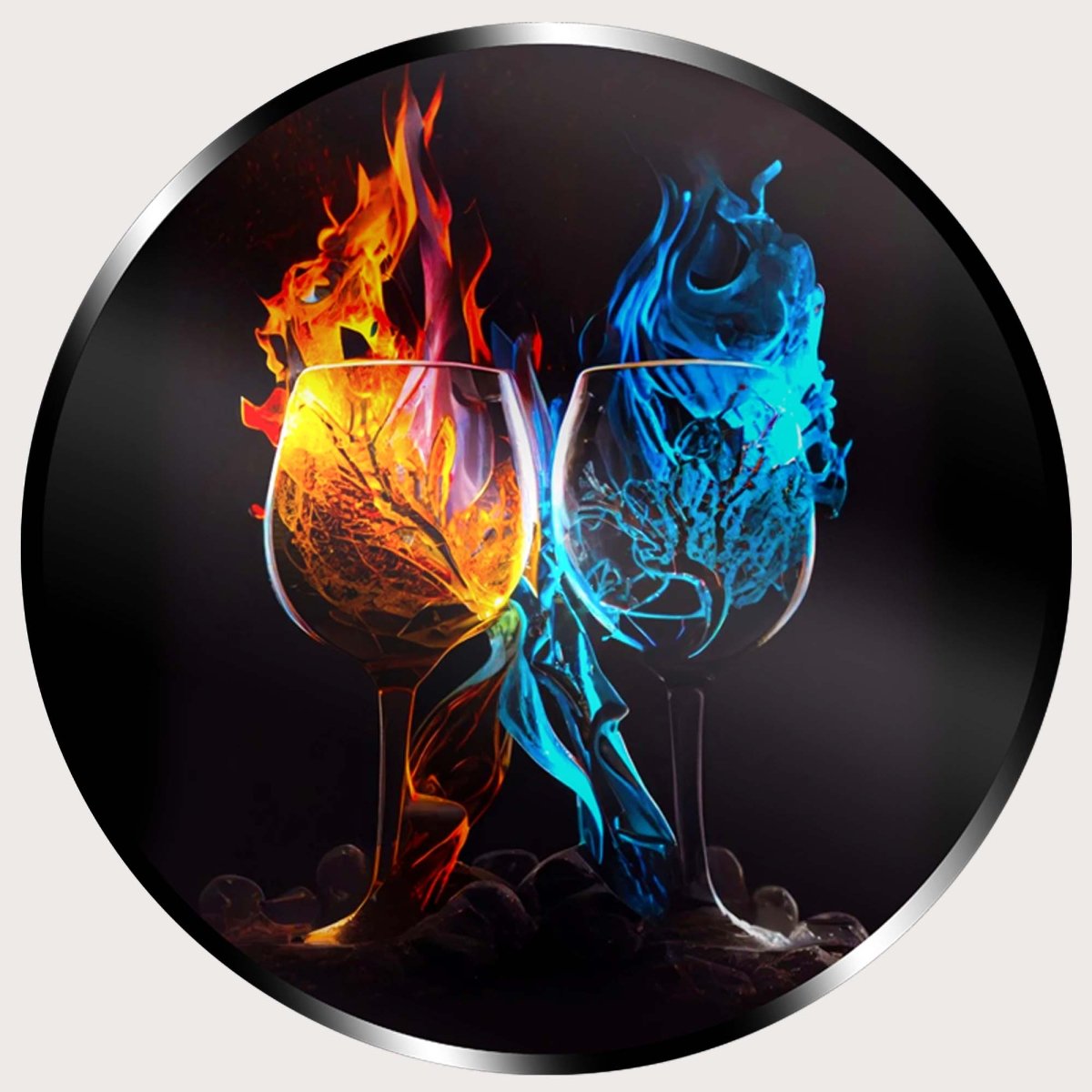 Illuminated Wall Art - Fire and Ice Wine Glasses - ScentiMelti Home Fragrance, Beauty & Gifts UK