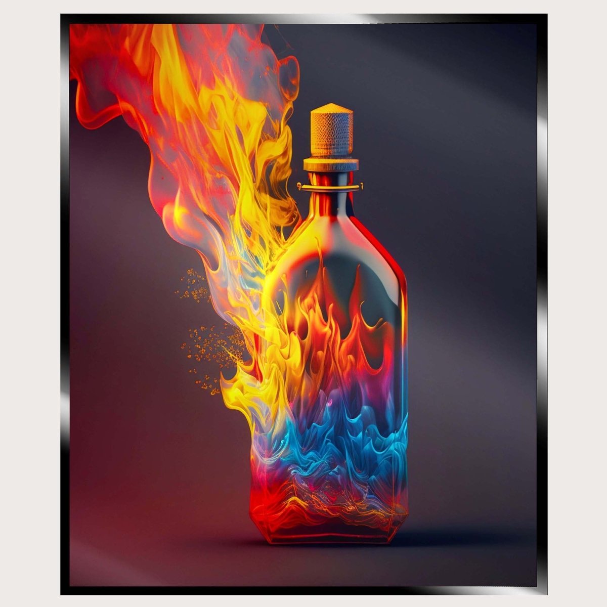 Illuminated Wall Art - Flaming Bottle - ScentiMelti Home Fragrance, Beauty & Gifts UK