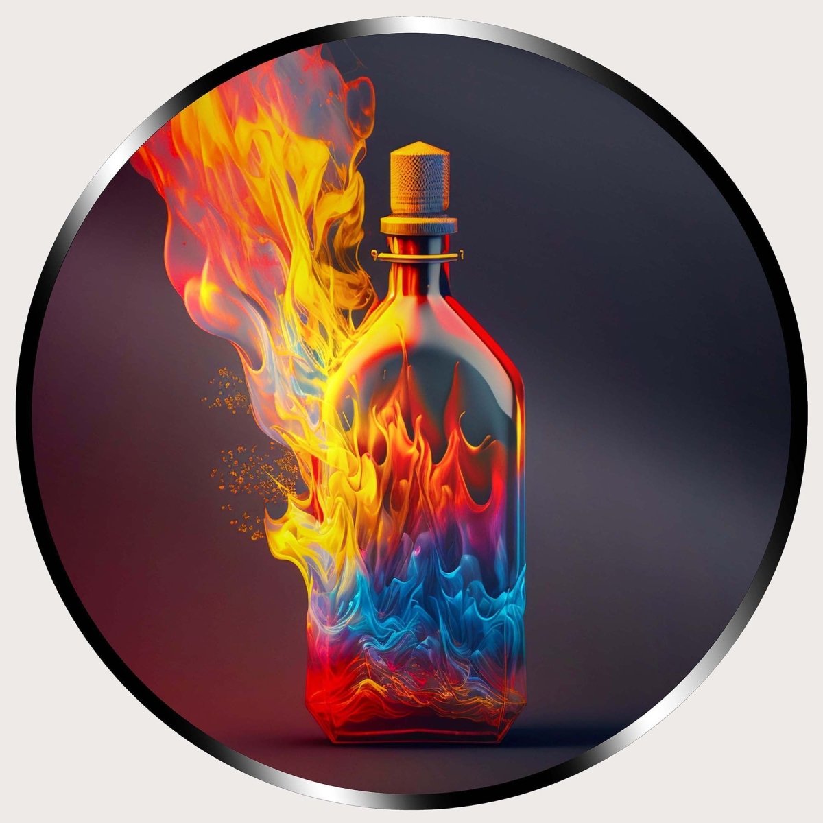 Illuminated Wall Art - Flaming Bottle - ScentiMelti Home Fragrance, Beauty & Gifts UK