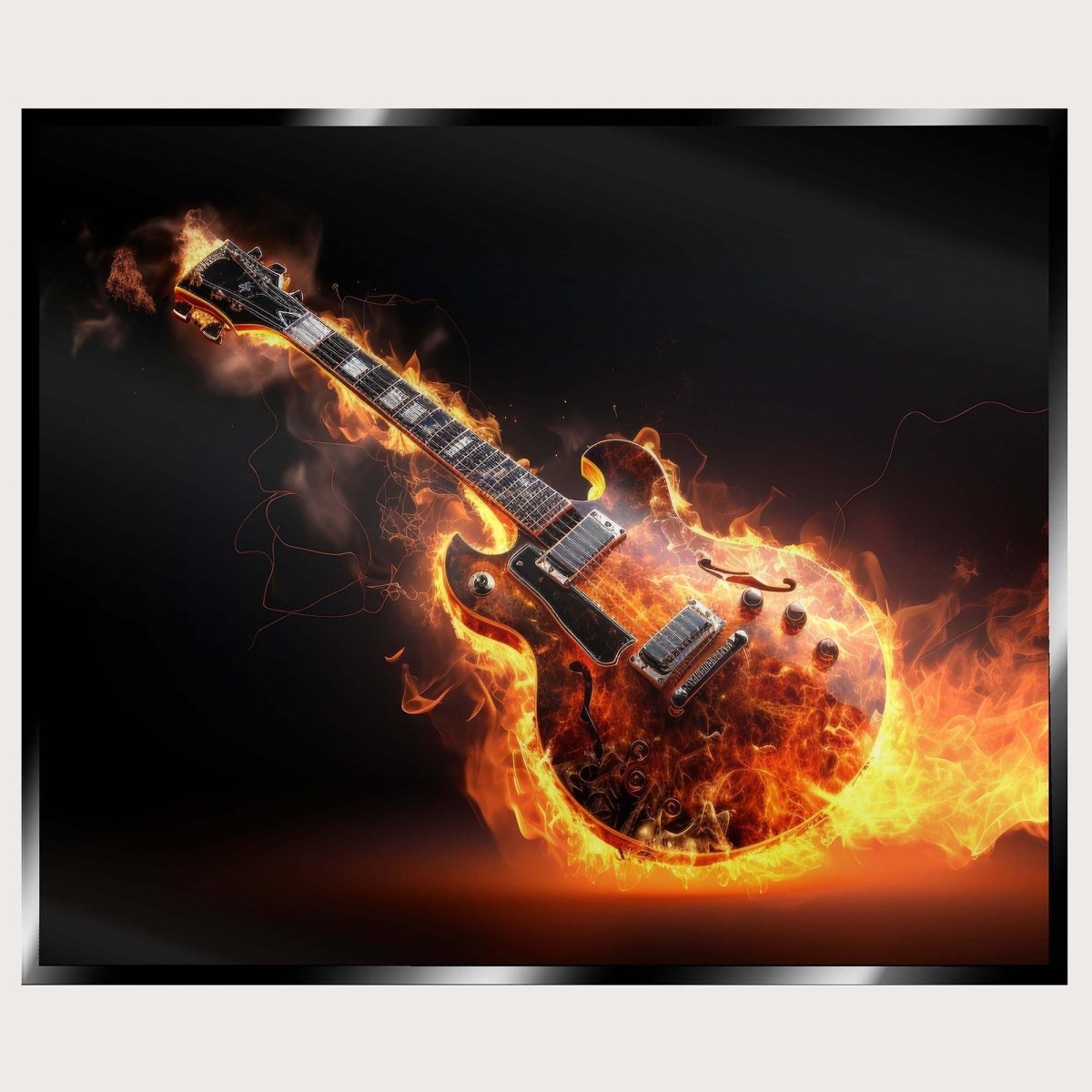 Illuminated Wall Art - Flaming Guitar - ScentiMelti Home Fragrance, Beauty & Gifts UK