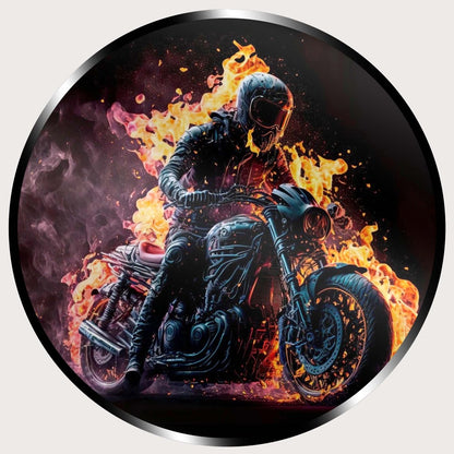 Illuminated Wall Art - Flaming Motorbiker - ScentiMelti Home Fragrance, Beauty & Gifts UK