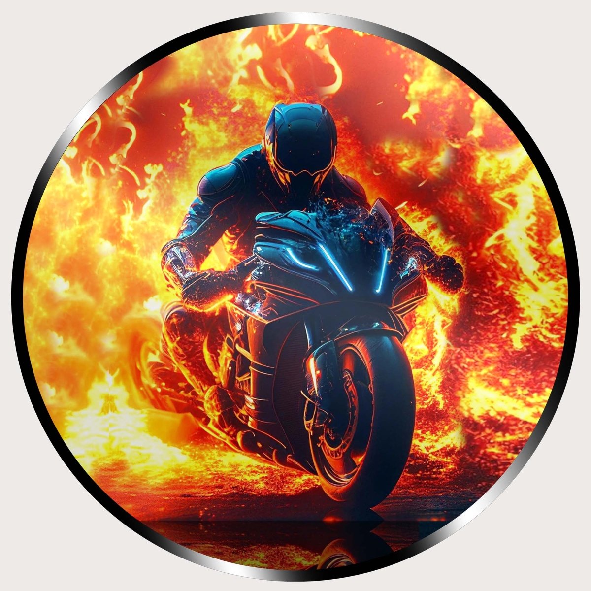 Illuminated Wall Art - Flaming Motorcycle Rider - ScentiMelti Home Fragrance, Beauty & Gifts UK