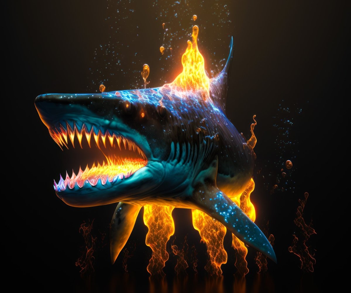 Illuminated Wall Art - Flaming Shark - ScentiMelti Home Fragrance, Beauty & Gifts UK