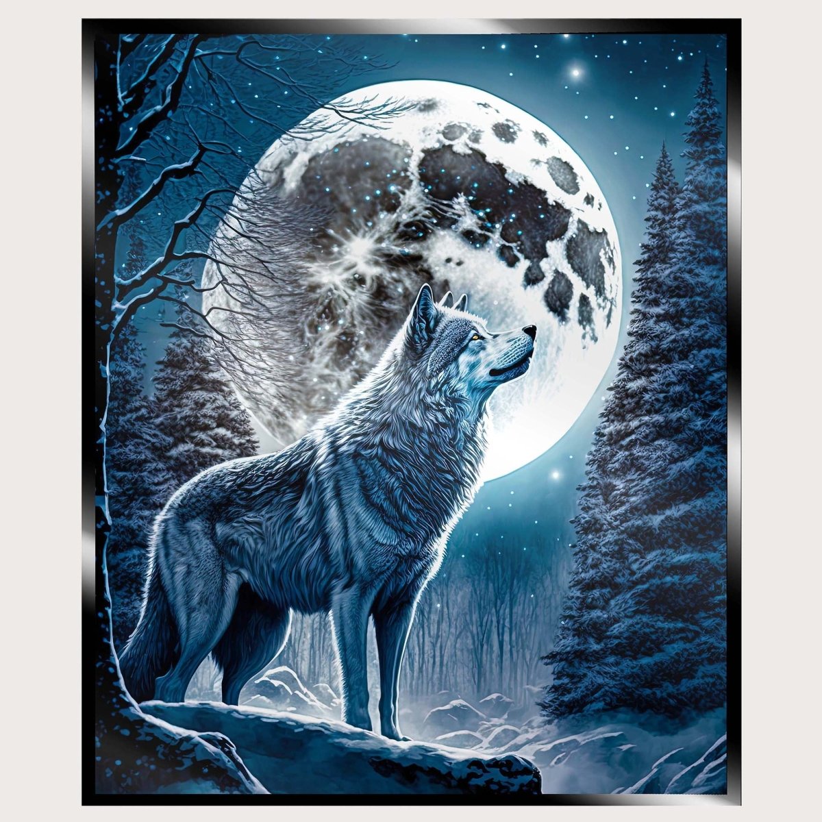 Illuminated Wall Art - Howling Wolf - ScentiMelti Home Fragrance, Beauty & Gifts UK