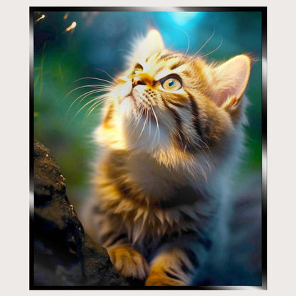 Illuminated Wall Art - Kitten Looking Up - ScentiMelti Home Fragrance, Beauty & Gifts UK