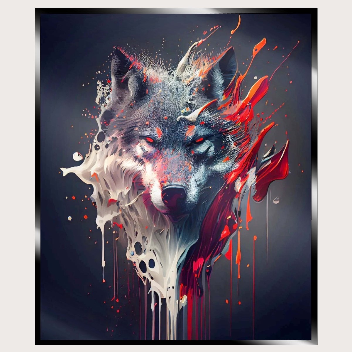 Illuminated Wall Art - Paint Splash Wolf - ScentiMelti Home Fragrance, Beauty & Gifts UK