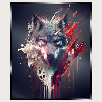 Illuminated Wall Art - Paint Splash Wolf - ScentiMelti Home Fragrance, Beauty & Gifts UK