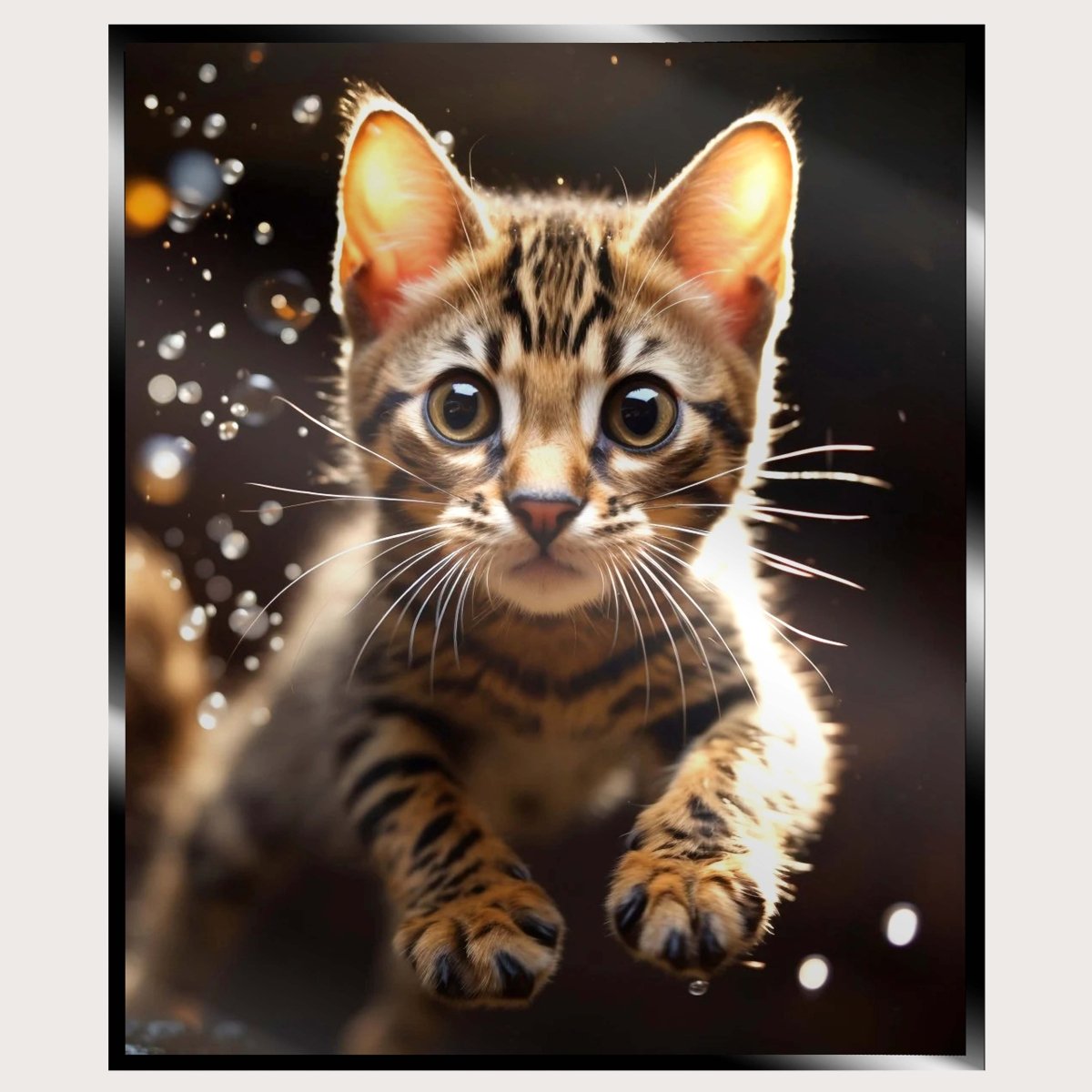 Illuminated Wall Art - Pouncing Cat - ScentiMelti Home Fragrance, Beauty & Gifts UK