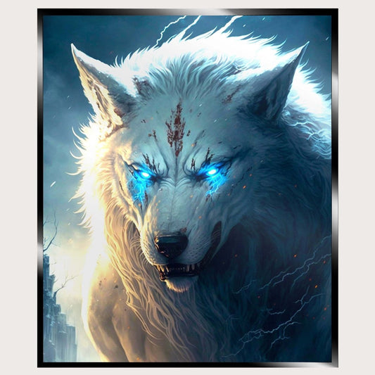 Illuminated Wall Art - White Wolf - ScentiMelti Home Fragrance, Beauty & Gifts UK