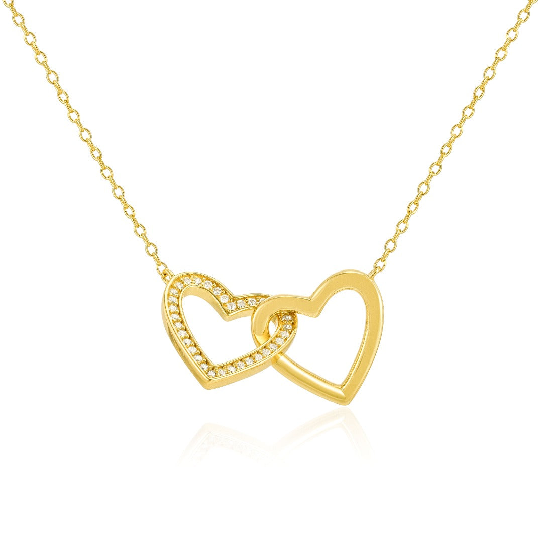 Cara Interlocking Double Heart Pendant Necklace 18ct Gold on Sterling Silver - ScentiMelti Home Fragrance, Beauty & Gifts UK