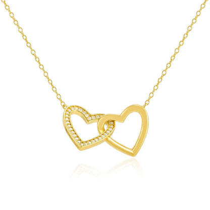 Cara Interlocking Double Heart Pendant Necklace 18ct Gold on Sterling Silver - ScentiMelti Home Fragrance, Beauty & Gifts UK