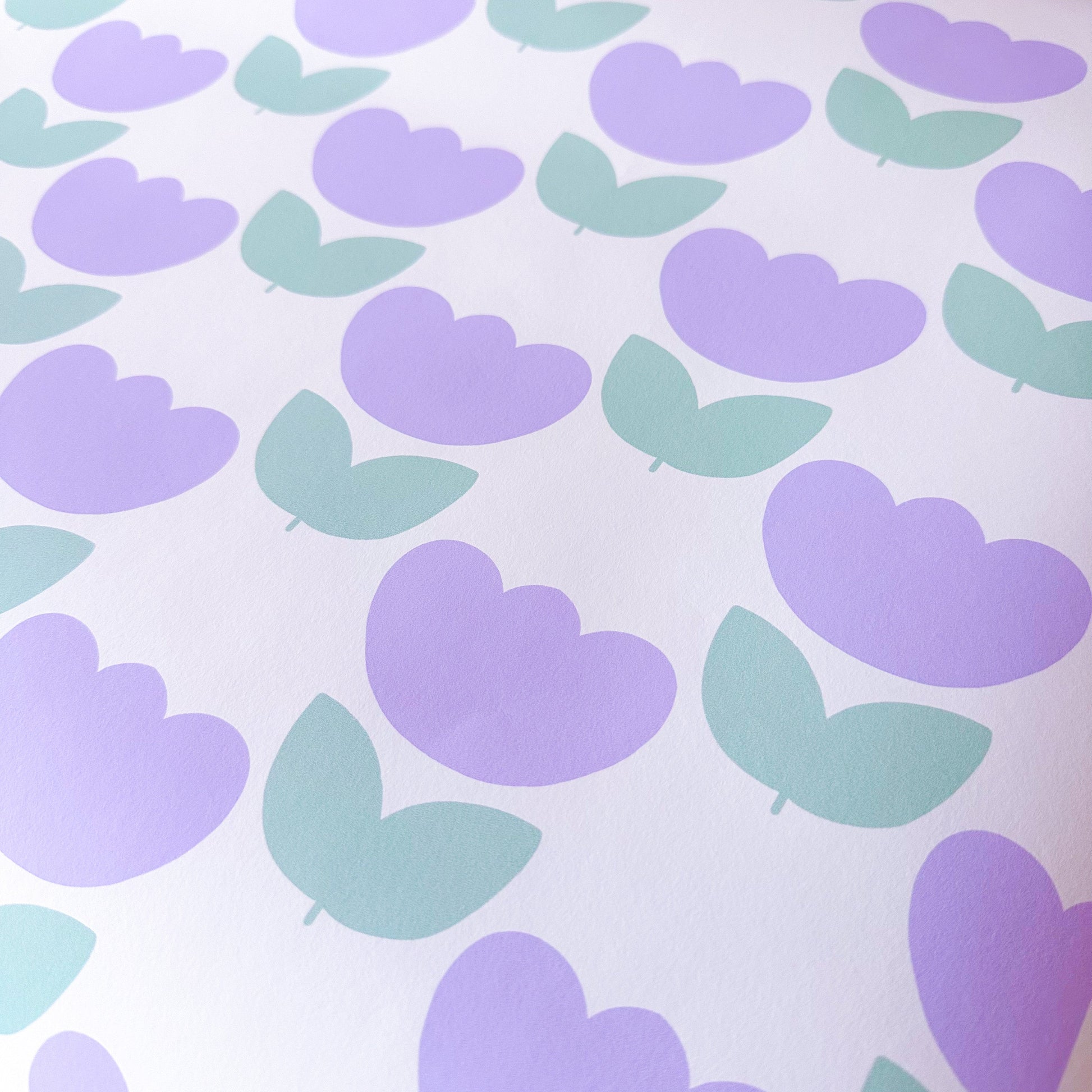 Marta’s Tulips Kids’ Wallpaper in Lavender and Pistachio - ScentiMelti Home Fragrance, Beauty & Gifts UK