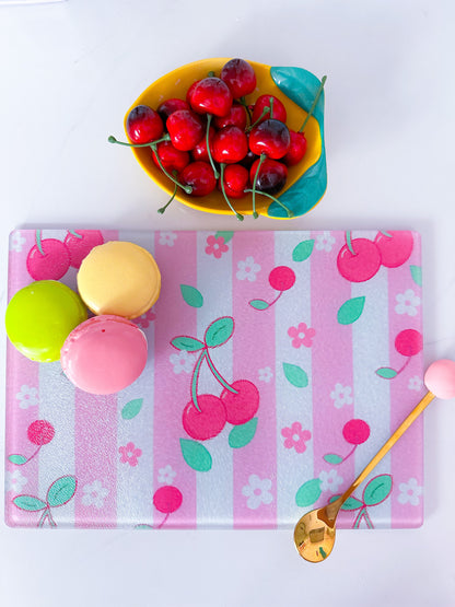 Cherry Glass Chopping Board | Medium size Cherry Worktop Saver - ScentiMelti Home Fragrance, Beauty & Gifts UK