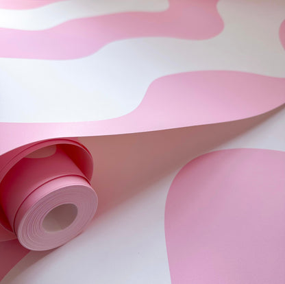 On The Same Wavelength Wallpaper in Pink Candy | Wavy Wallpaper in Pink - ScentiMelti Home Fragrance, Beauty & Gifts UK