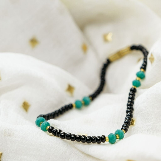 Black Golden Beads Indian Everyday Devil Eye Mangalsutra Nazaria Bracelet - ScentiMelti Home Fragrance, Beauty & Gifts UK