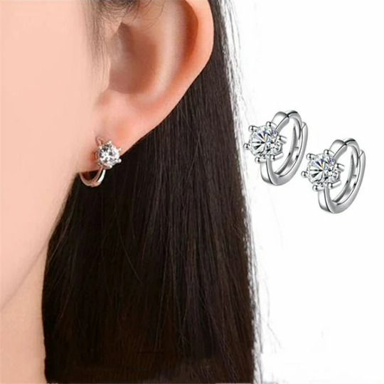 Sterling Silver Small Circle Zircon Dainty Statement Huggie Stud Hoop Earrings The Colourful Aura ScentiMelti Wax Melts