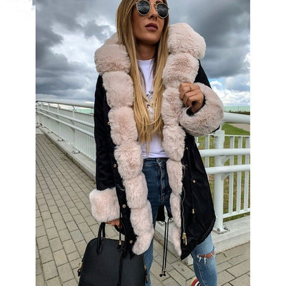 Jordan mid-length thick faux fur collar coat