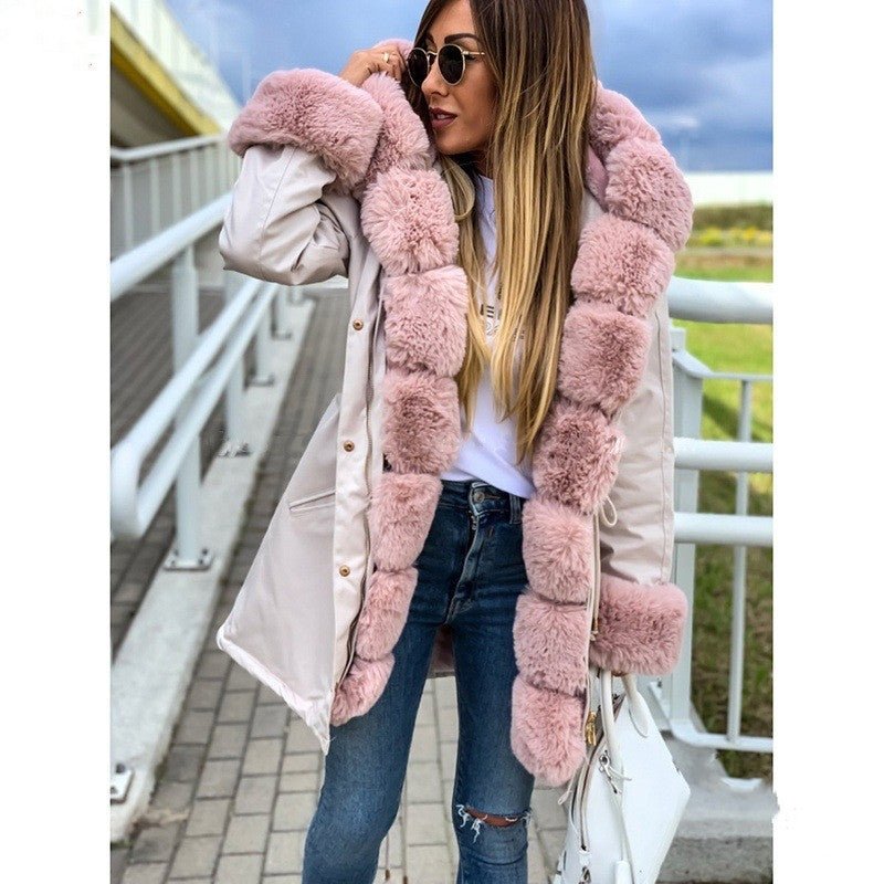 Jordan mid-length thick faux fur collar coat