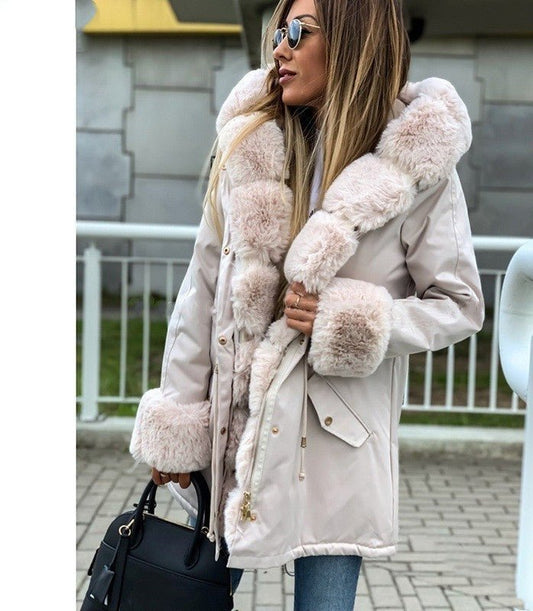 Jordan mid-length thick faux fur collar coat