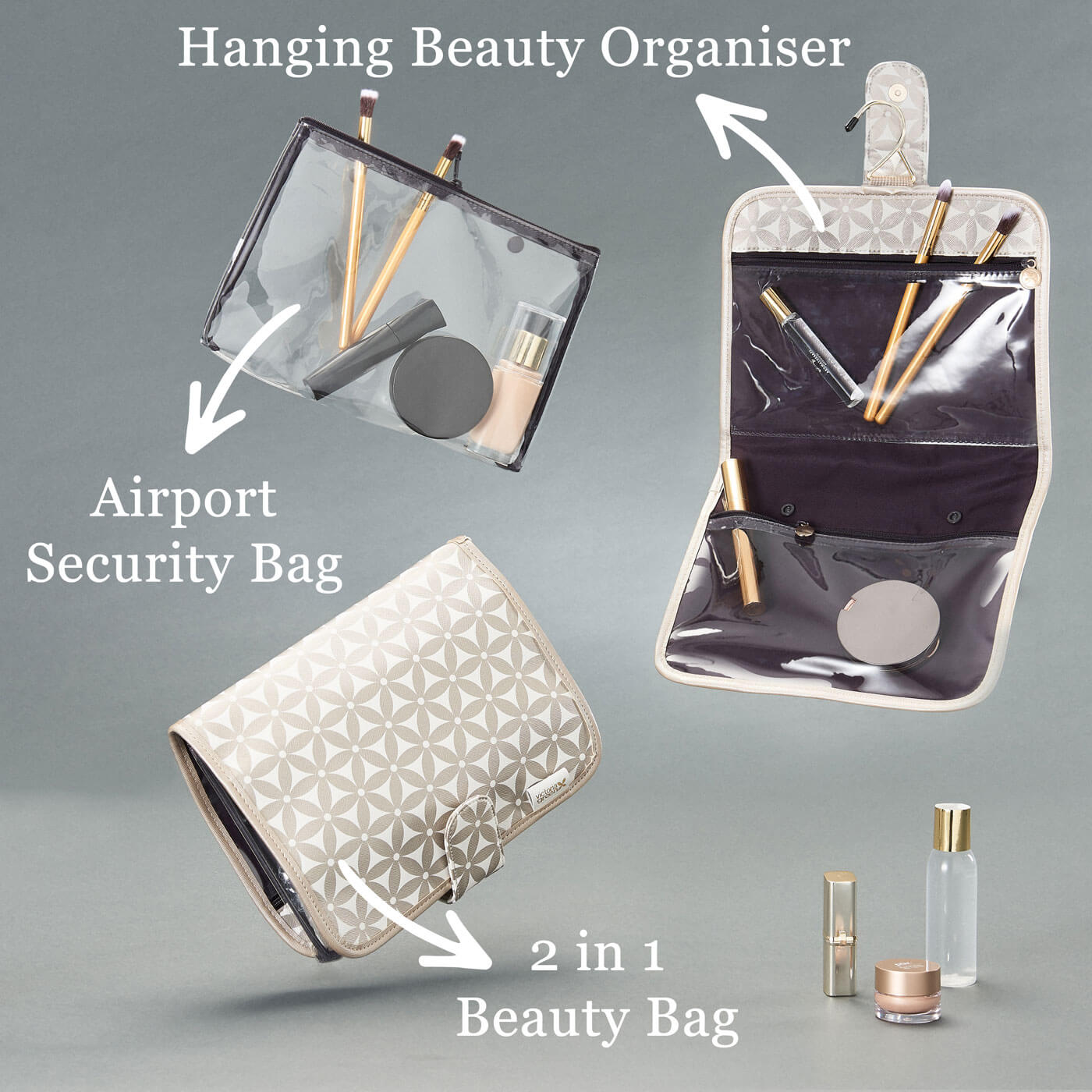 'Kate' Hanging Beauty Bag in Starflower Gold - ScentiMelti Home Fragrance, Beauty & Gifts UK