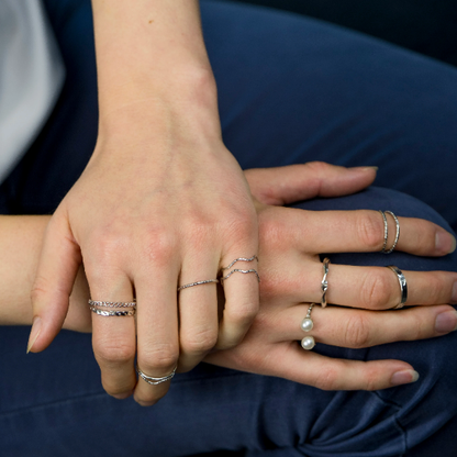 10 Piece Pearl Boho Silver Gold Stackable Vintage Tribal Midi Ring Set - ScentiMelti Home Fragrance, Beauty & Gifts UK