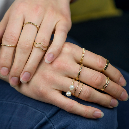 10 Piece Pearl Boho Silver Gold Stackable Vintage Tribal Midi Ring Set - ScentiMelti Home Fragrance, Beauty & Gifts UK