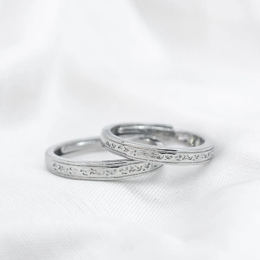 Adjustable Silver Engraved Couple Promise Ring Set - ScentiMelti Home Fragrance, Beauty & Gifts UK