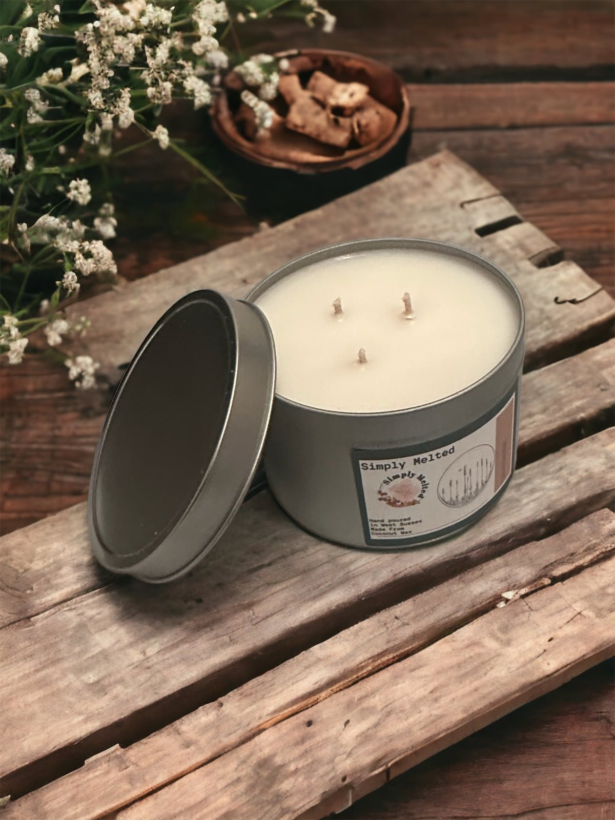 Lavender Three Wick Candle in a Tin - ScentiMelti Home Fragrance, Beauty & Gifts UK