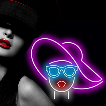 Personalised LED Neon Sign LADY WITH HAT - ScentiMelti Home Fragrance, Beauty & Gifts UK