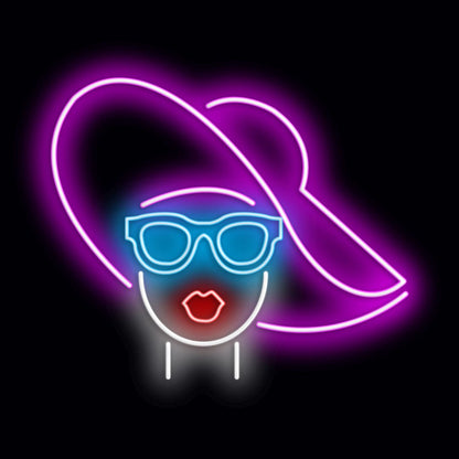 Personalised LED Neon Sign LADY WITH HAT - ScentiMelti Home Fragrance, Beauty & Gifts UK