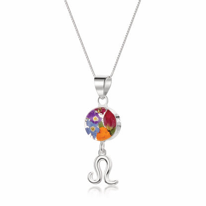 Leo Necklace - Sterling silver pendant with real flowers & a zodiac charm.   More Options... - ScentiMelti Home Fragrance, Beauty & Gifts UK