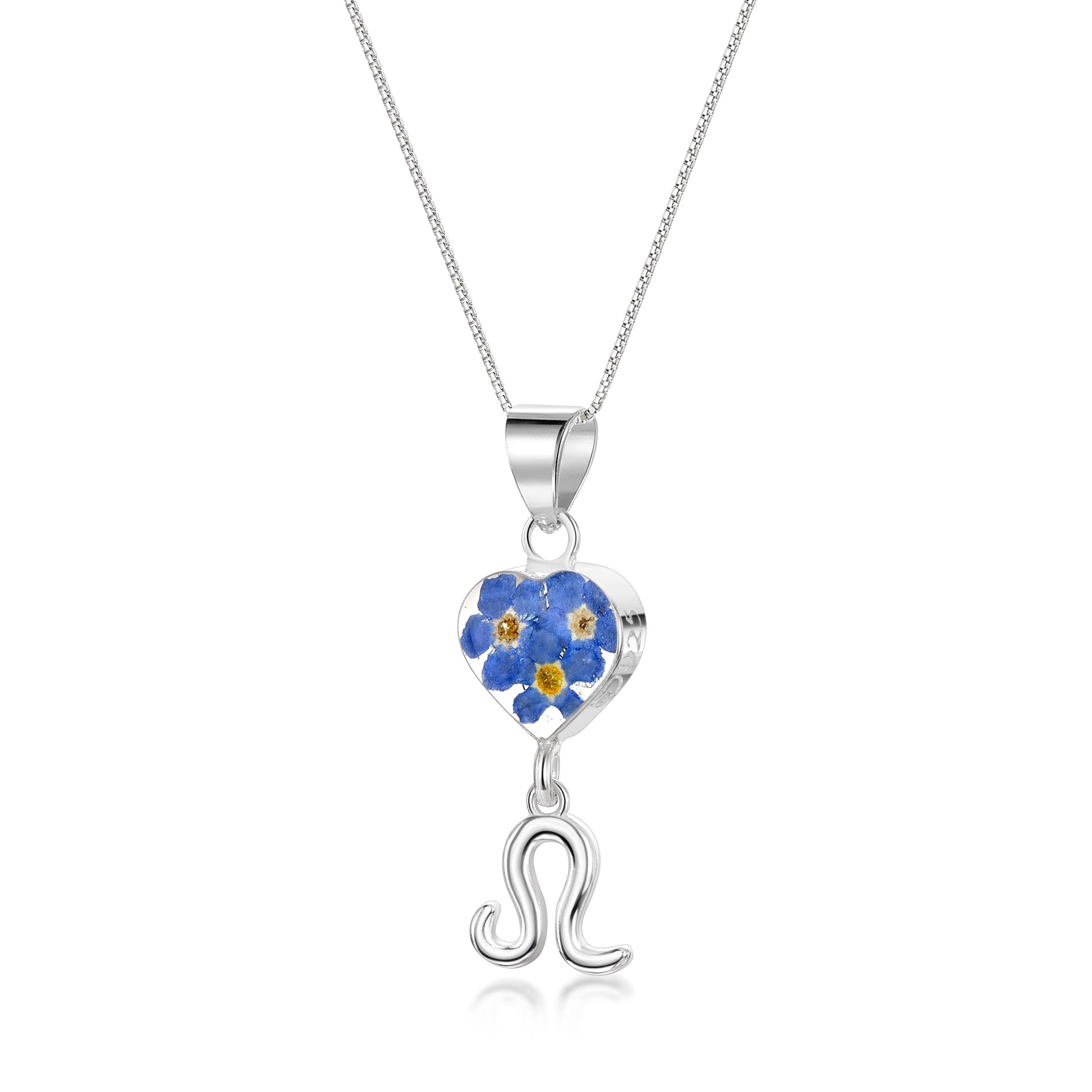 Leo Necklace - Sterling silver pendant with real flowers & a zodiac charm.   More Options... - ScentiMelti Home Fragrance, Beauty & Gifts UK