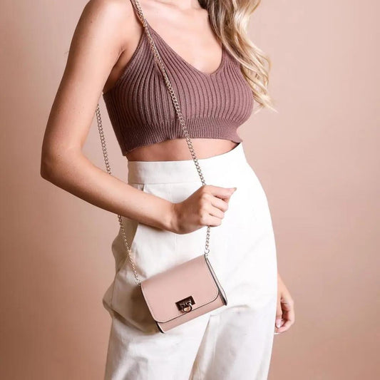 Leto Collection Mini Faux Leather Waist Belt Bag - Nude Luna Rossi ScentiMelti Wax Melts