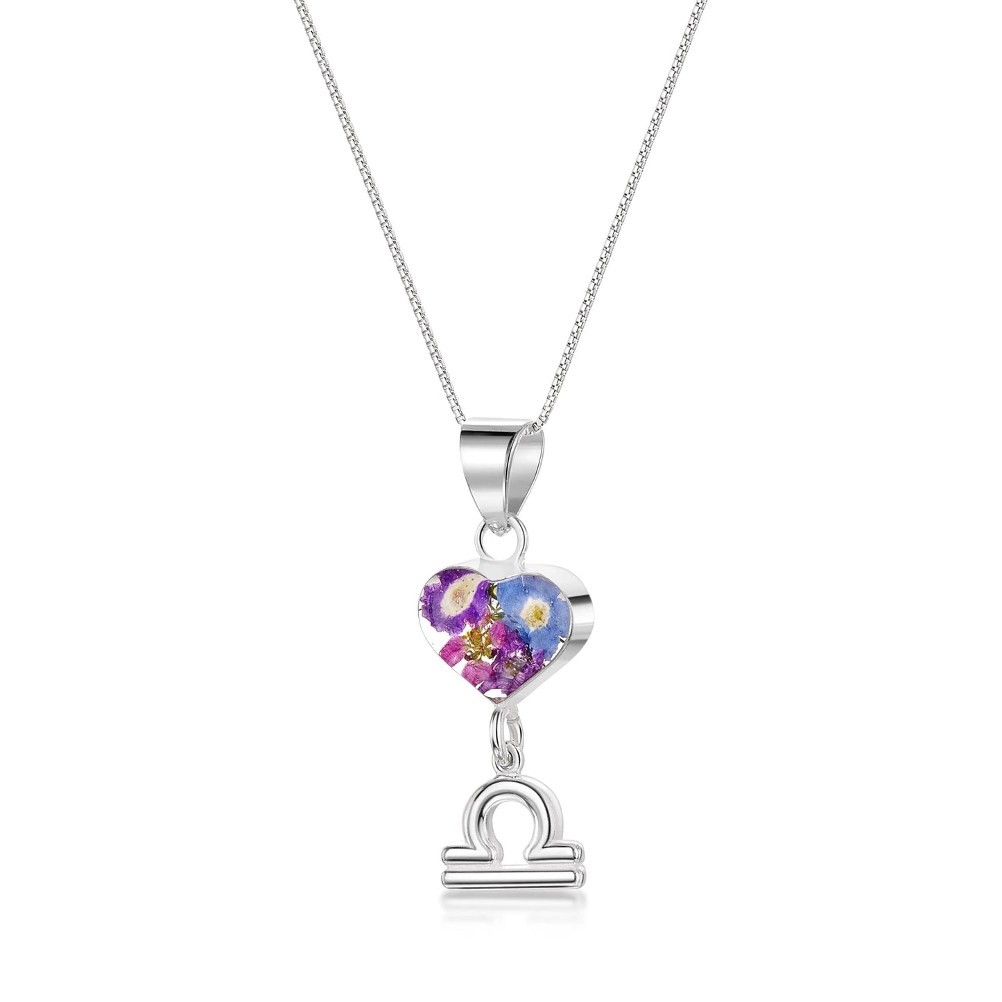 Libra Necklace - Sterling silver pendant with real flowers & a zodiac charm.  More Options... - ScentiMelti Home Fragrance, Beauty & Gifts UK