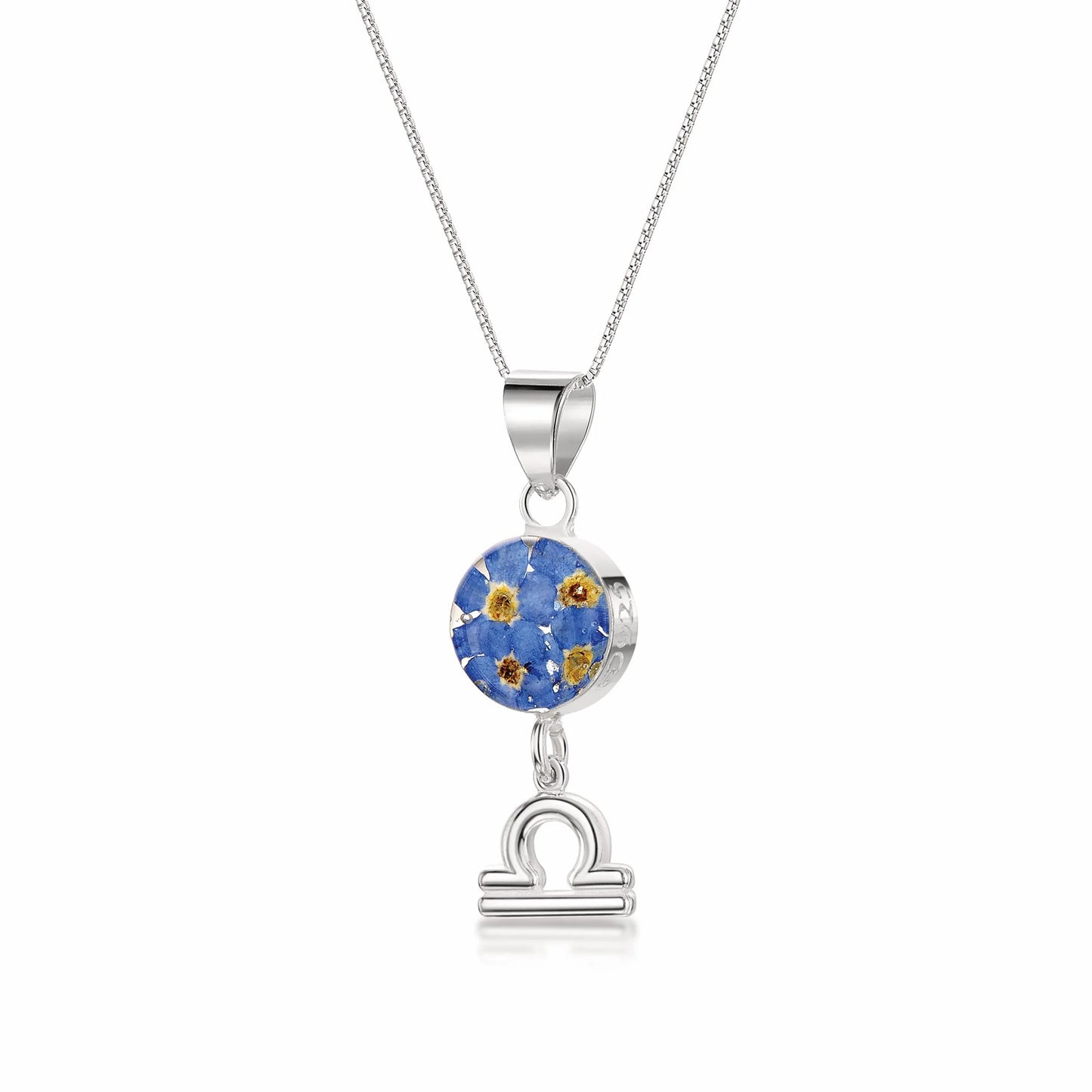 Libra Necklace - Sterling silver pendant with real flowers & a zodiac charm.  More Options... - ScentiMelti Home Fragrance, Beauty & Gifts UK