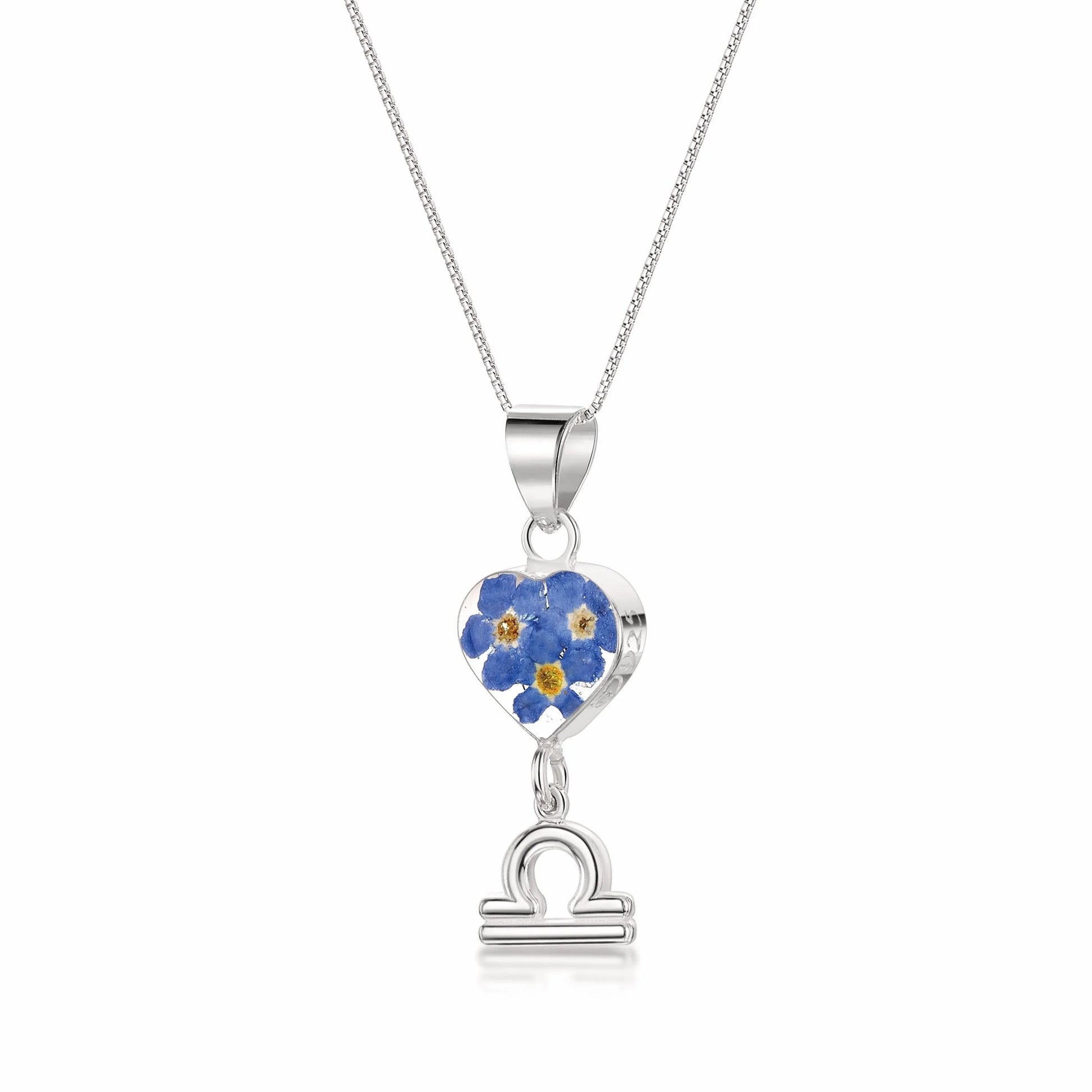 Libra Necklace - Sterling silver pendant with real flowers & a zodiac charm.  More Options... - ScentiMelti Home Fragrance, Beauty & Gifts UK