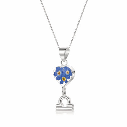 Libra Necklace - Sterling silver pendant with real flowers & a zodiac charm.  More Options... - ScentiMelti Home Fragrance, Beauty & Gifts UK