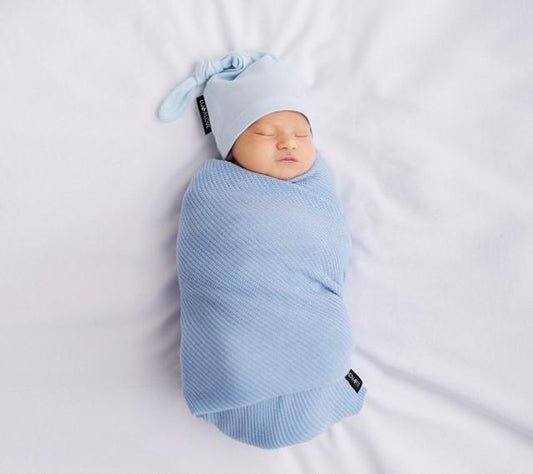 Light knitted bamboo swaddle blanket - Blue - ScentiMelti Home Fragrance, Beauty & Gifts UK