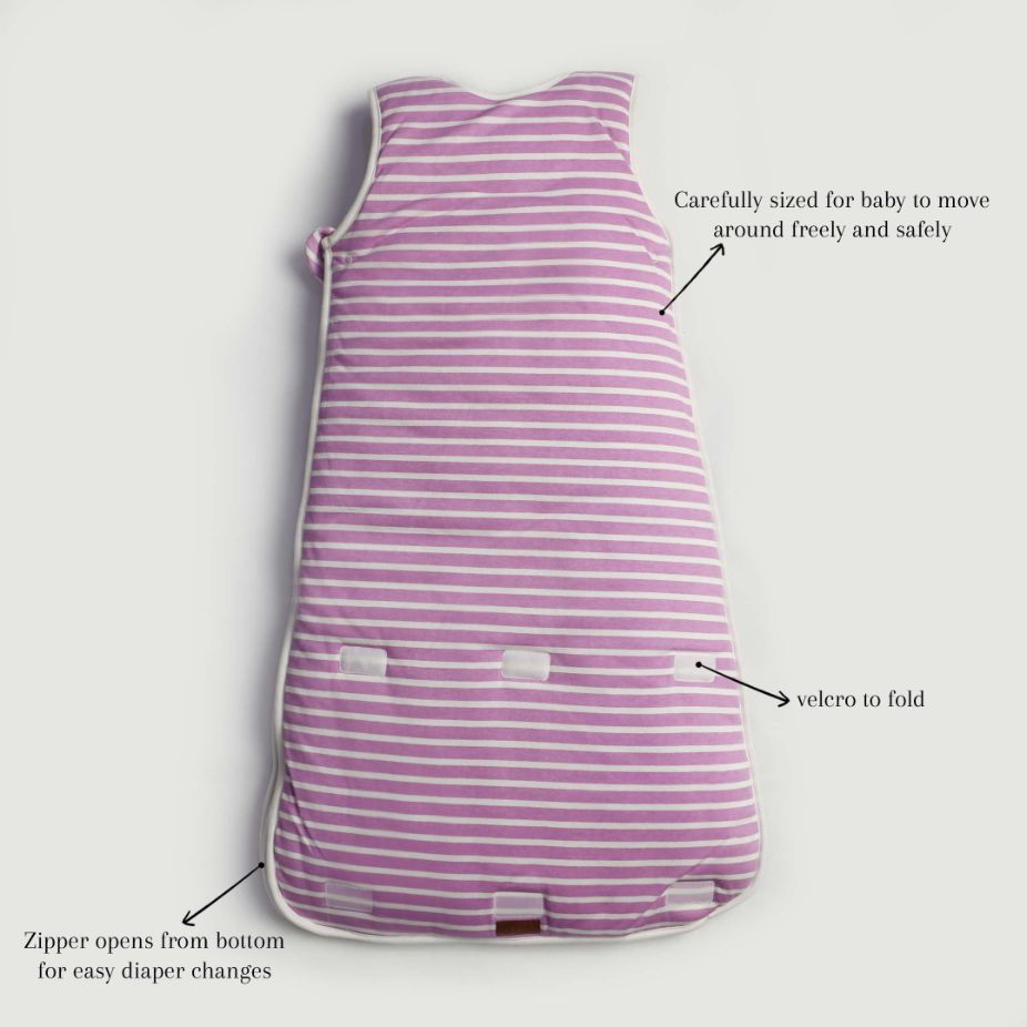 Lilac Stripes Baby Sleeping Bag Cotton Passion UK ScentiMelti Wax Melts