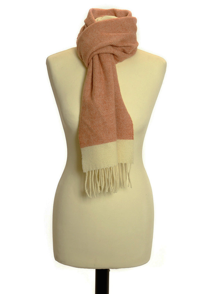 Soft Brown Herringbone Lambswool Fringe Scarf - ScentiMelti Home Fragrance, Beauty & Gifts UK