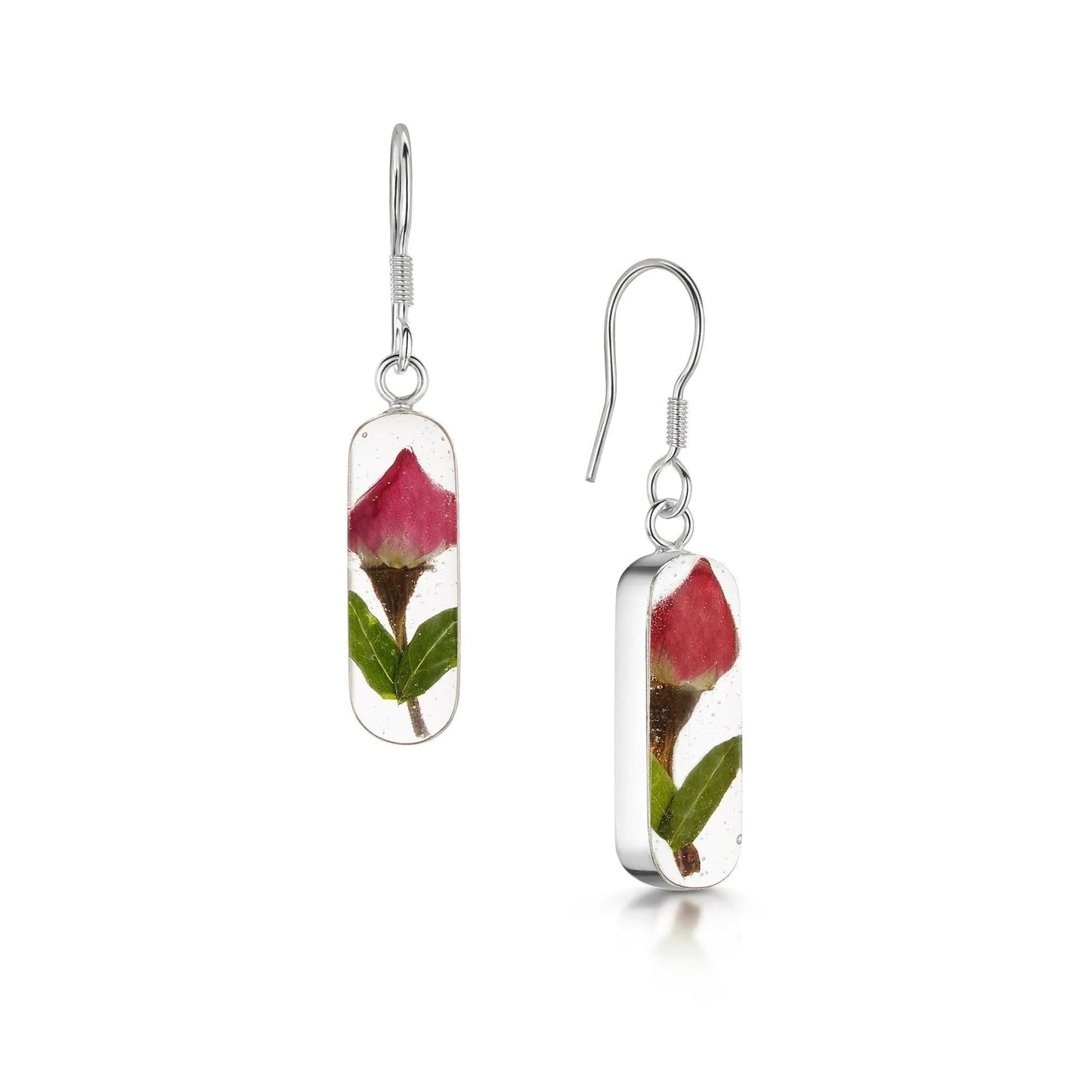 Miniature rose drop earrings 'Leela' vertical bar - ScentiMelti Home Fragrance, Beauty & Gifts UK