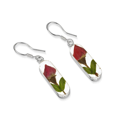 Miniature rose drop earrings 'Leela' vertical bar - ScentiMelti Home Fragrance, Beauty & Gifts UK